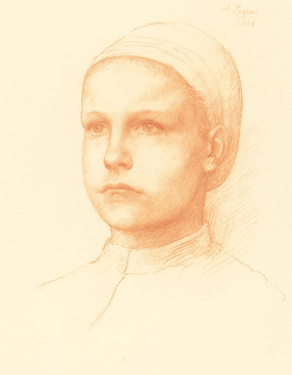 Jonge boerin, 1904 door Alphonse Legros