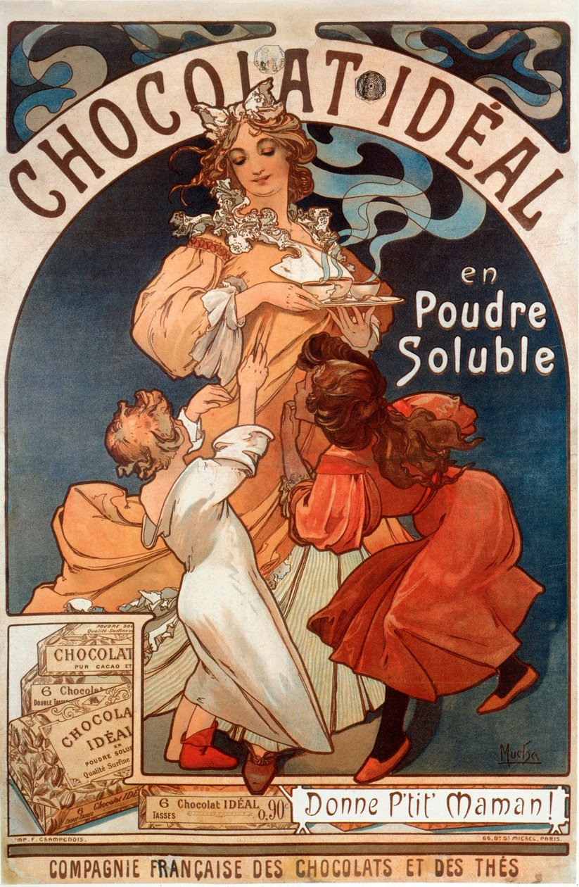 Reclameposter voor Chocolade ideaal door Alphonse Mucha