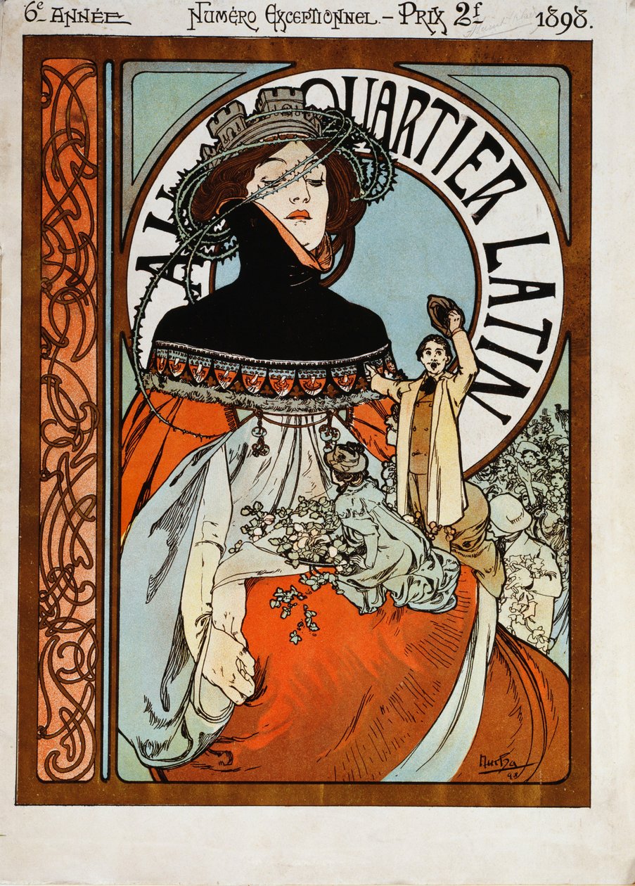 Au Quartier Latin, 1898 door Alphonse Mucha