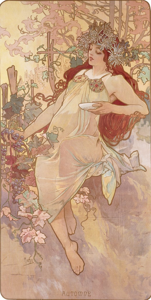 Herfst; Automne, c.1896 door Alphonse Mucha