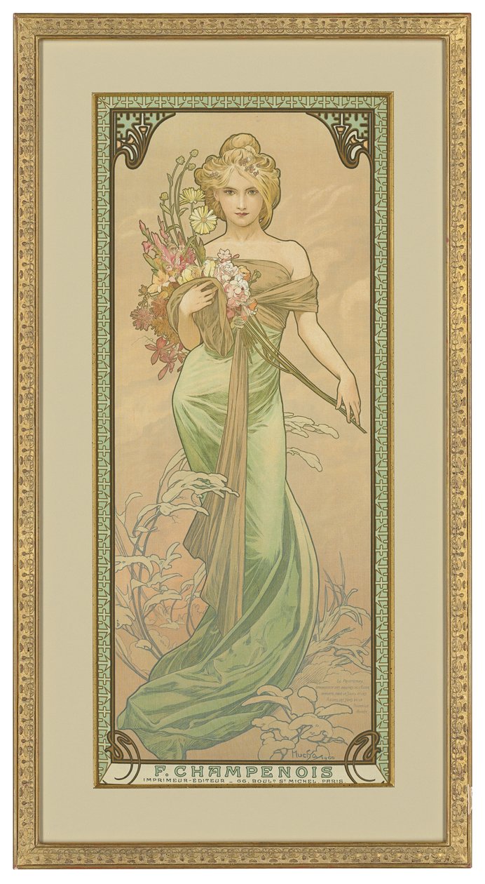 Vier seizoenen: lente, 1900 door Alphonse Mucha