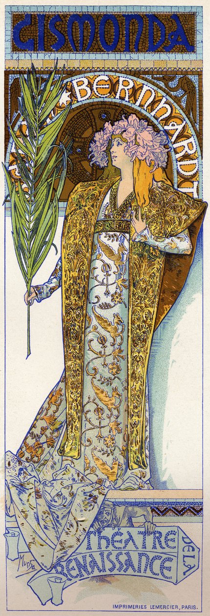 Gismonda met Sarah Bernhardt in Parijs door Alphonse Marie Mucha