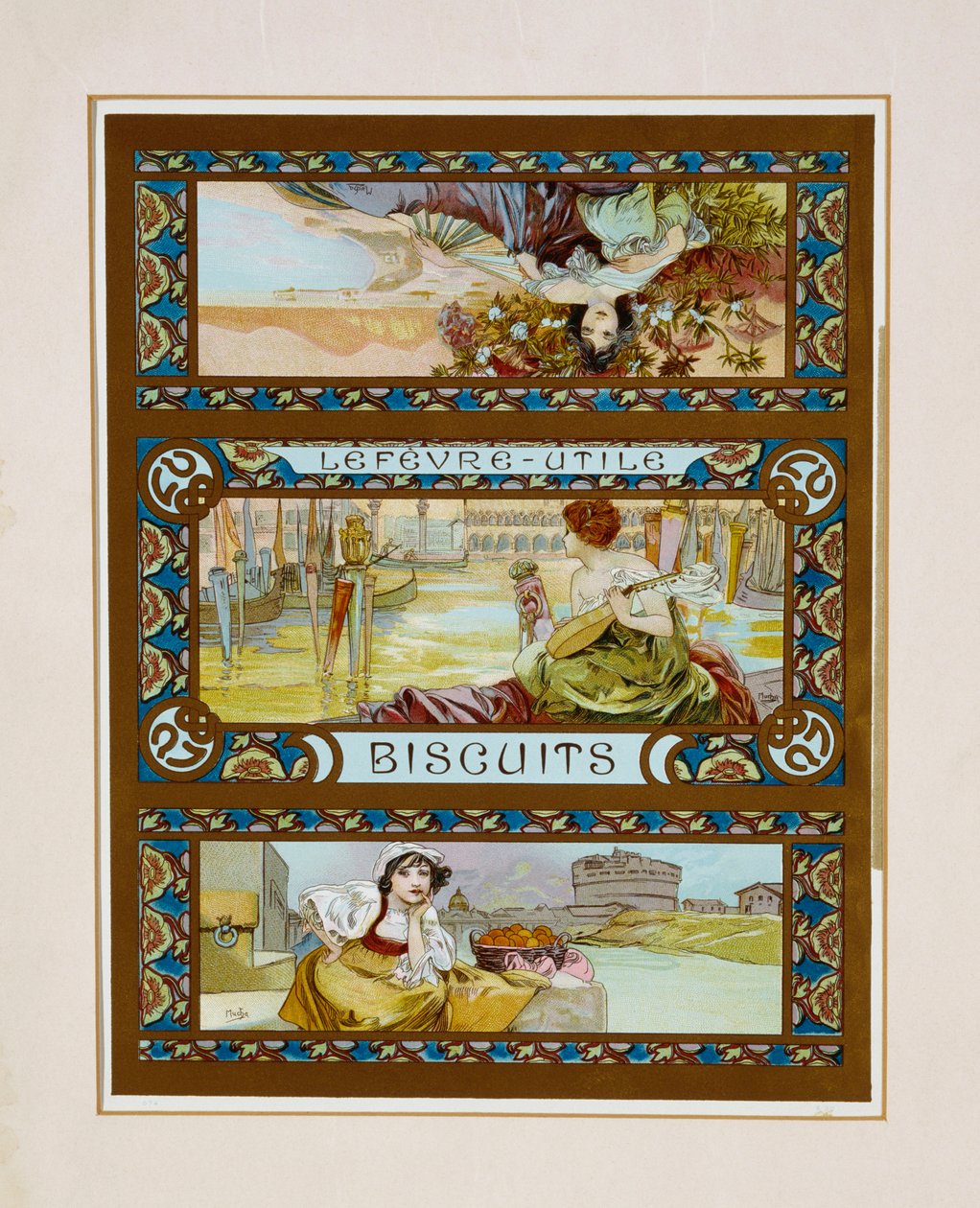 Lefevre-Utile, Biscuits, ca. 1910 door Alphonse Mucha