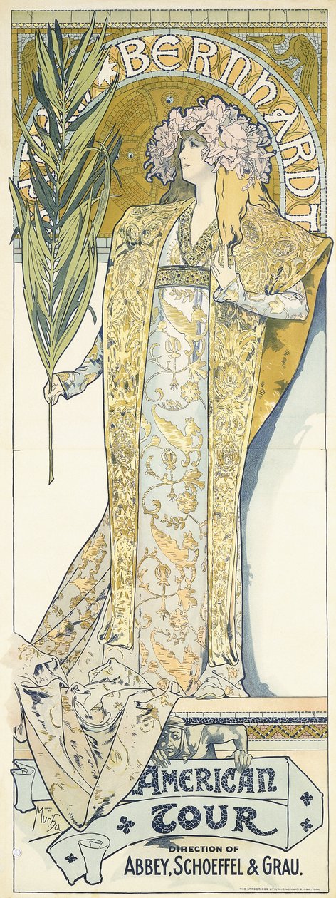 Sarah Bernhardt, Amerikaanse tour, 1895 door Alphonse Mucha