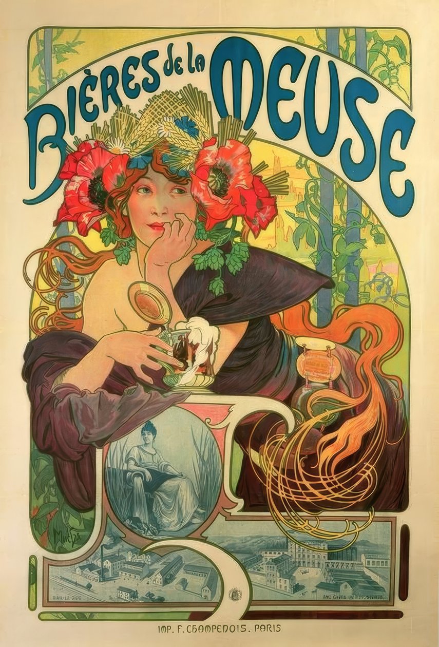 Bieren van de Maas door Alphonse Mucha
