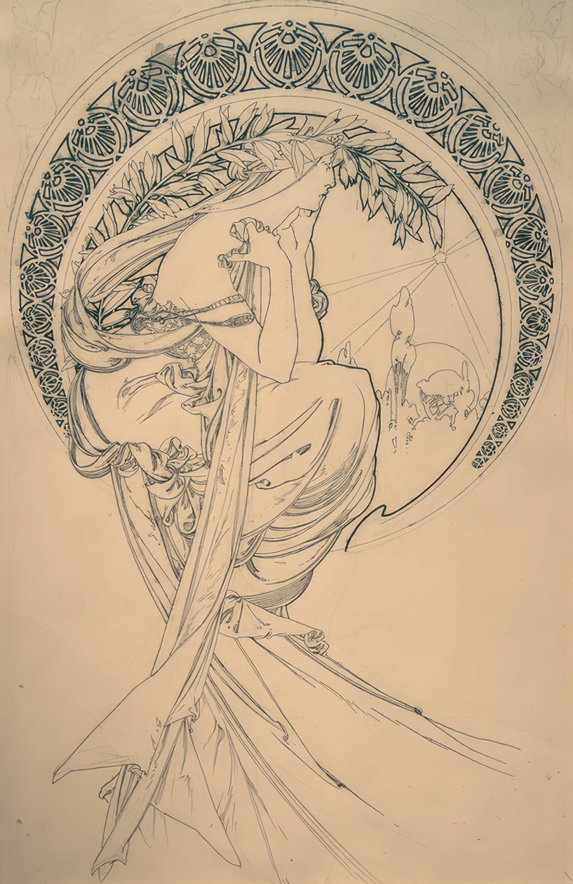 De poëzie (ontwerp) door Alphonse Mucha