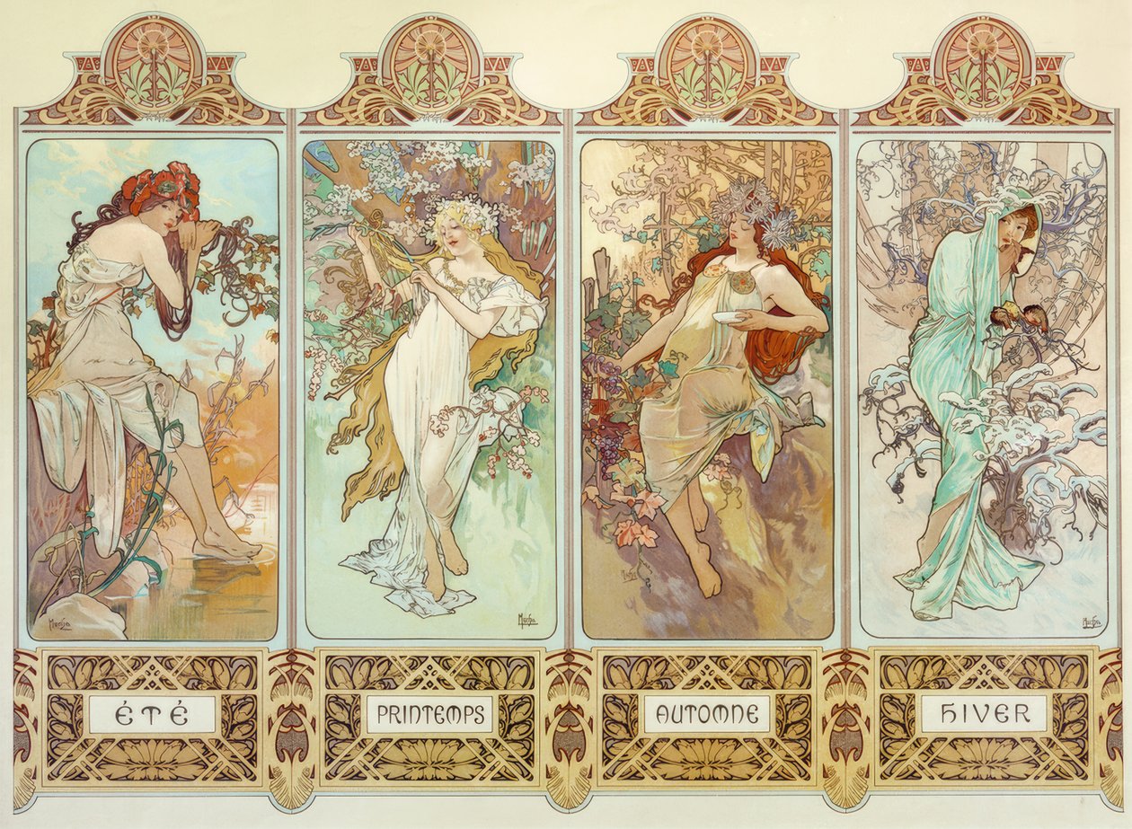 De vier seizoenen door Alphonse Mucha