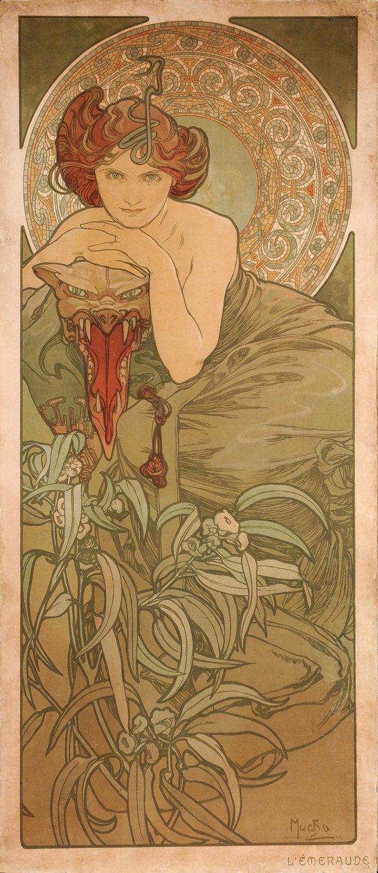 Smaragd Uit de serie De edelstenen door Alphonse Mucha
