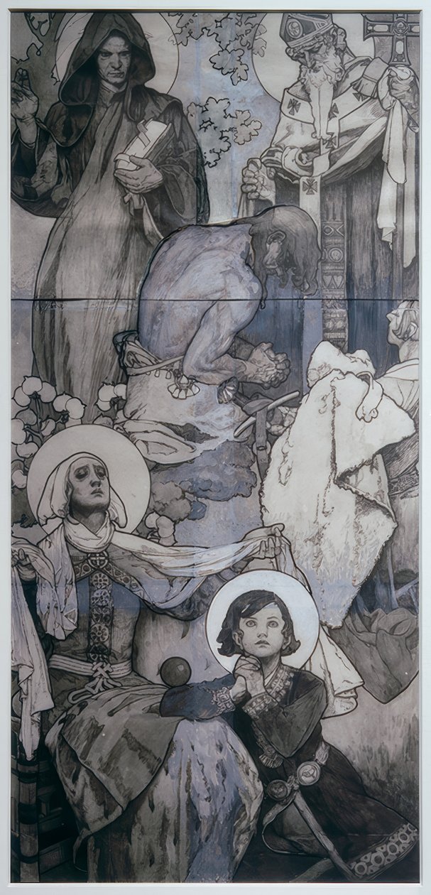 Raam van St. Veit in Praag door Alphonse Mucha