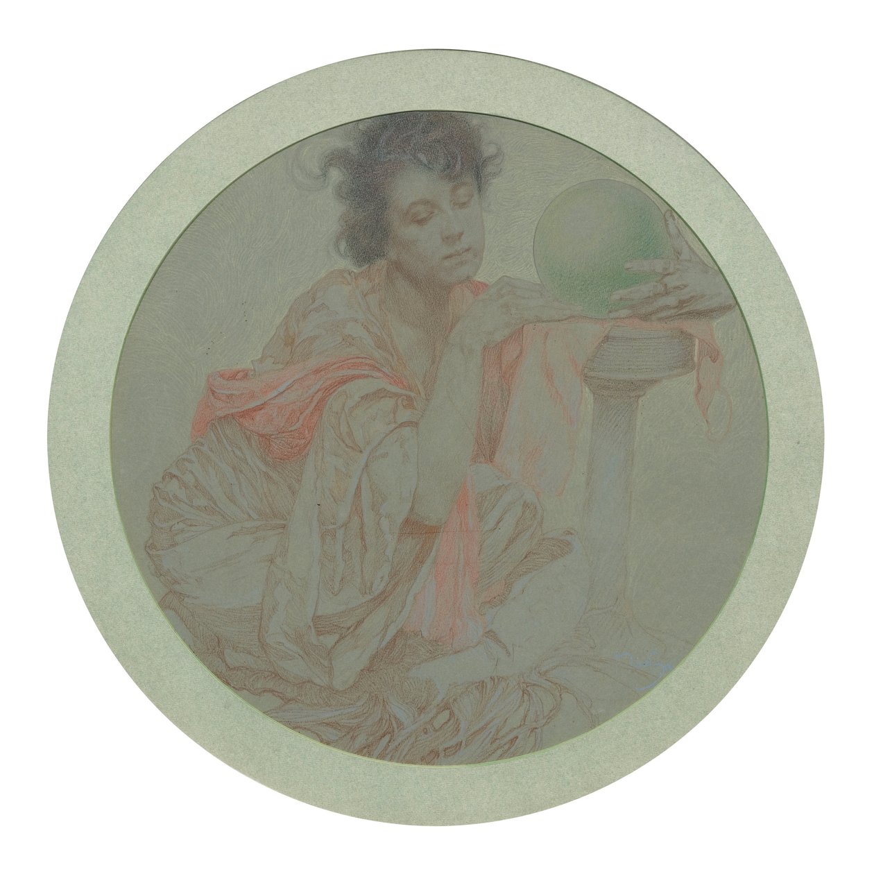 Waarzegster met Kristallen Bol door Alphonse Mucha