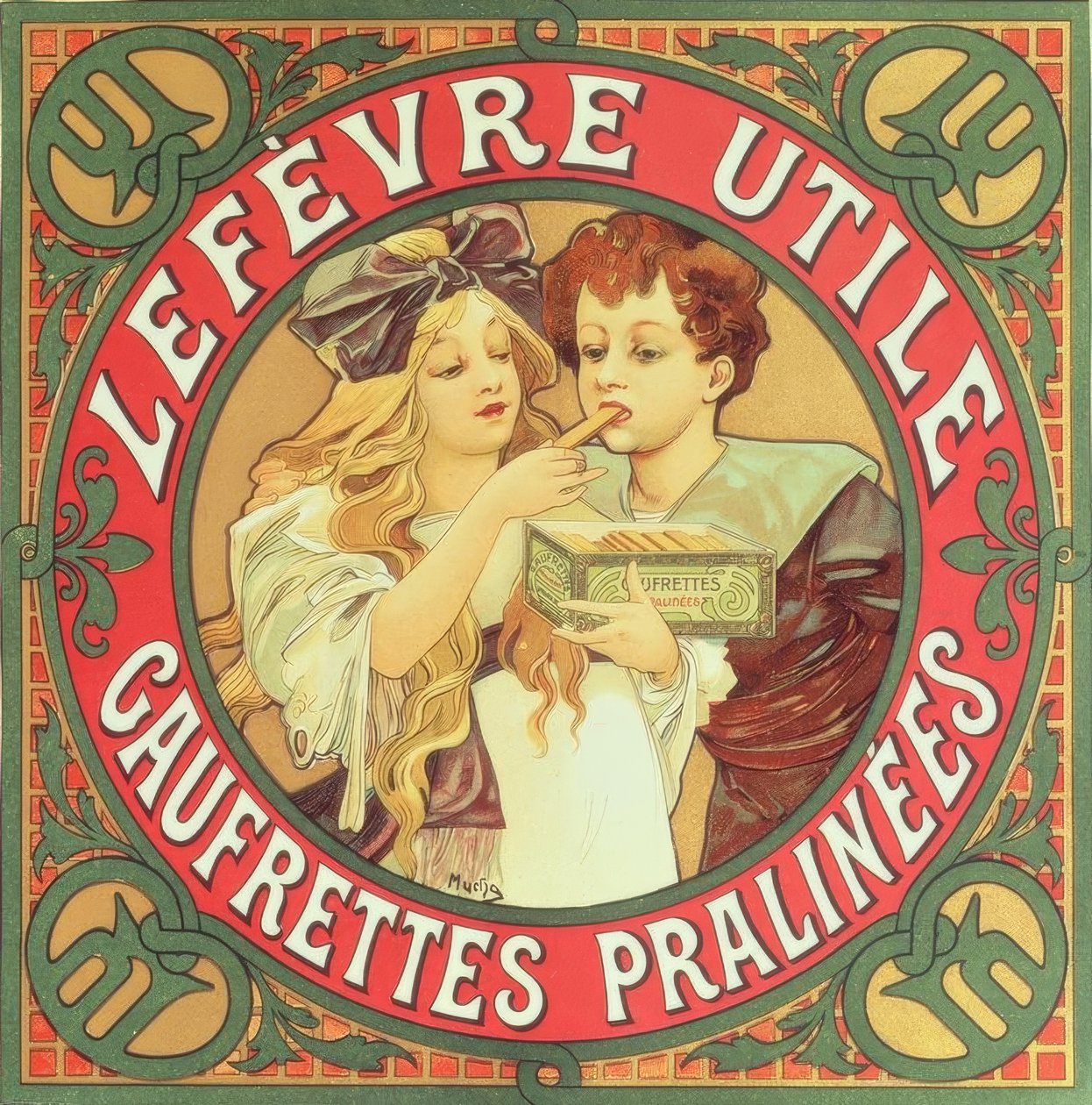 Lefèvre-Utile / Praliné wafels door Alphonse Mucha