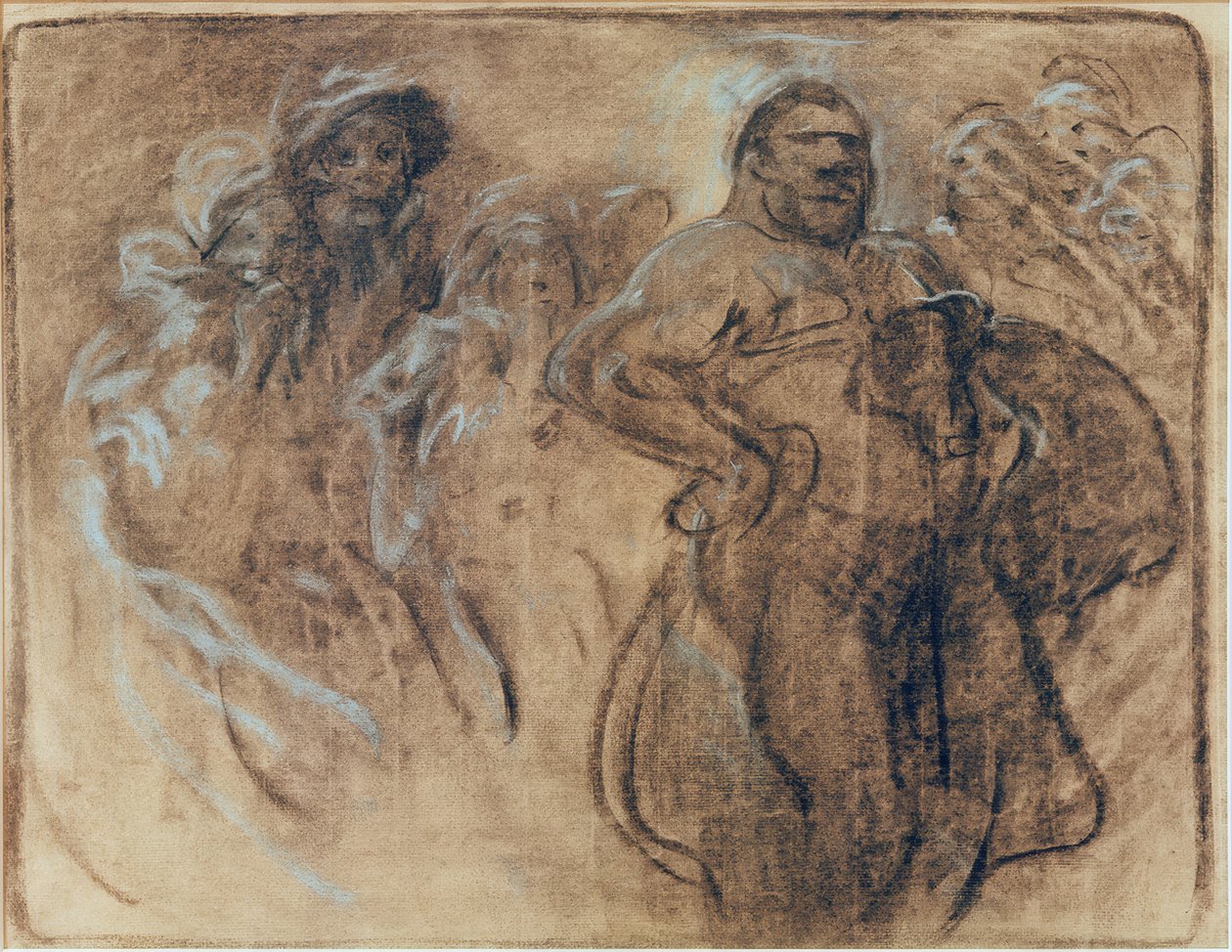 Mannenbeeld door Alphonse Mucha