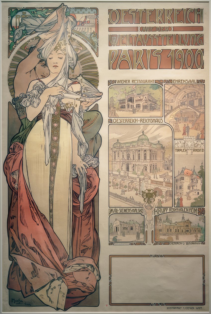 Oostenrijk op de Wereldtentoonstelling Parijs 1900 door Alphonse Mucha