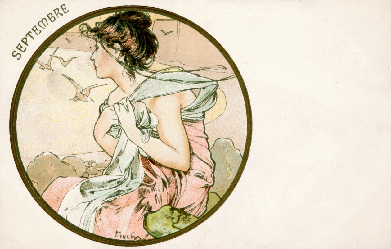 September, 1900 door Alphonse Mucha