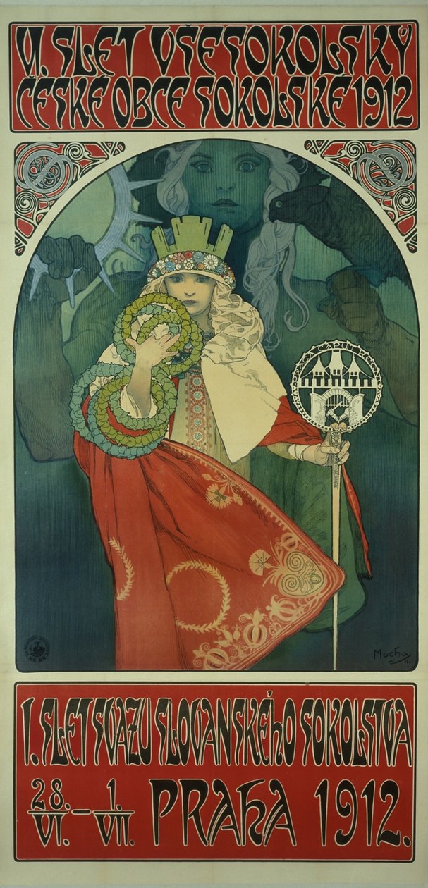 Sokol Festival Poster door Alphonse Mucha
