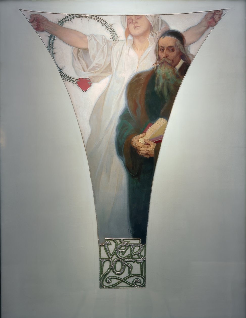 Trouw – J.A. Komensky door Alphonse Mucha