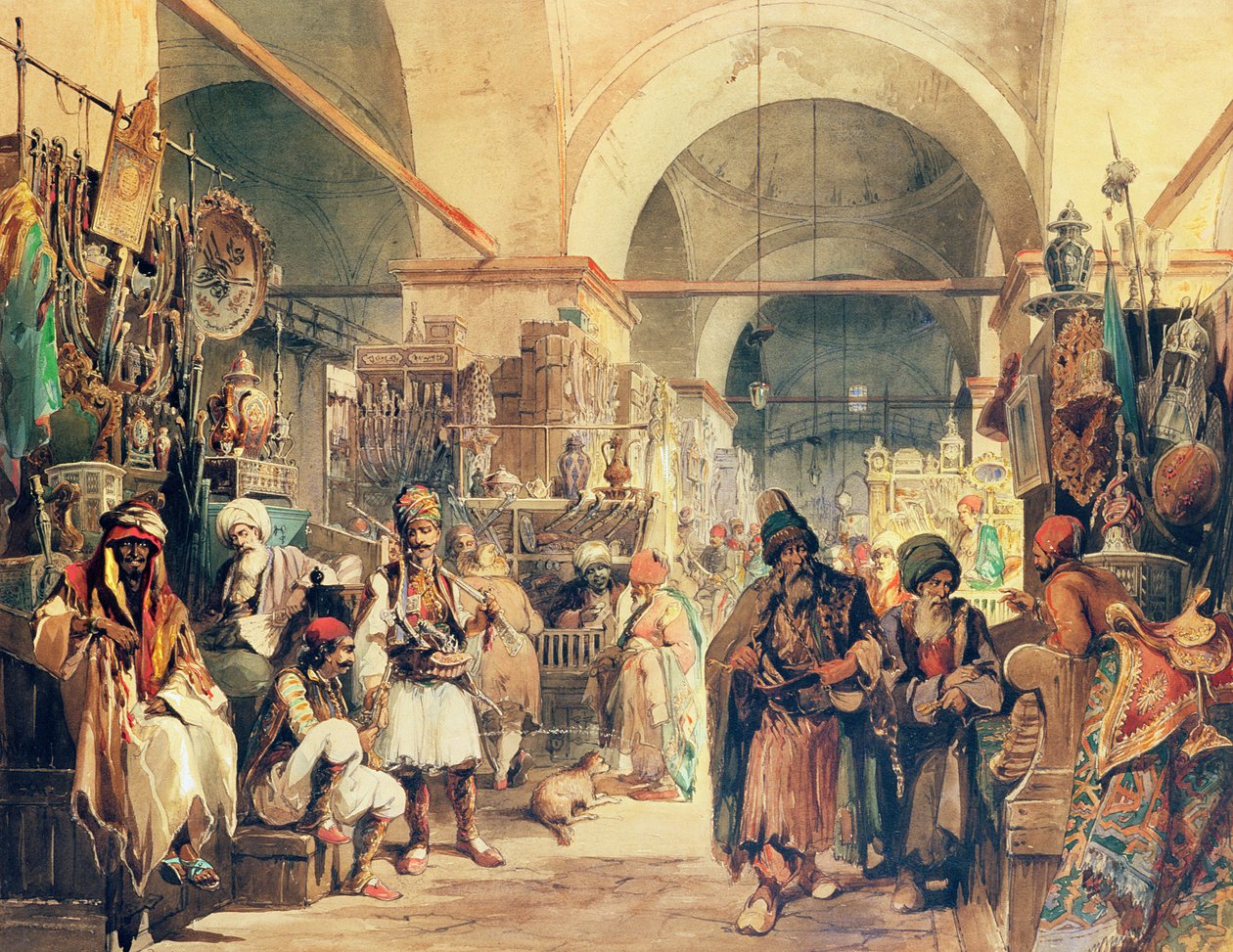 Een Turkse Bazaar, 1854 door Amadeo Preziosi