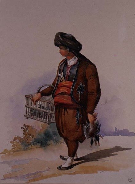 Een eendenverkoper, c.1855 door Amadeo Preziosi