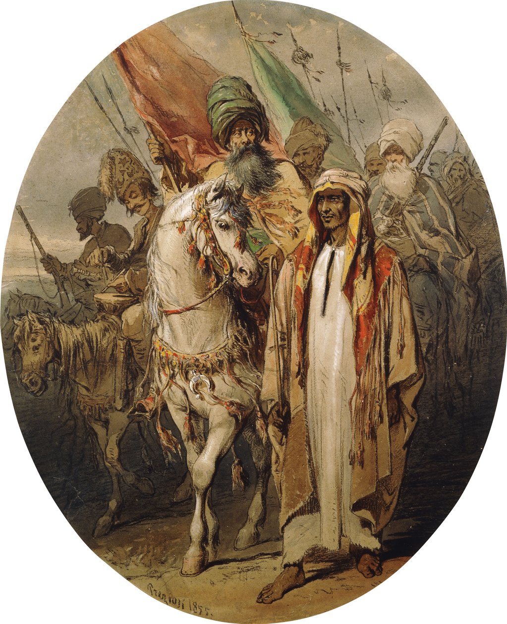 Arabische krijgers in opmars, 1855 door Amadeo Preziosi