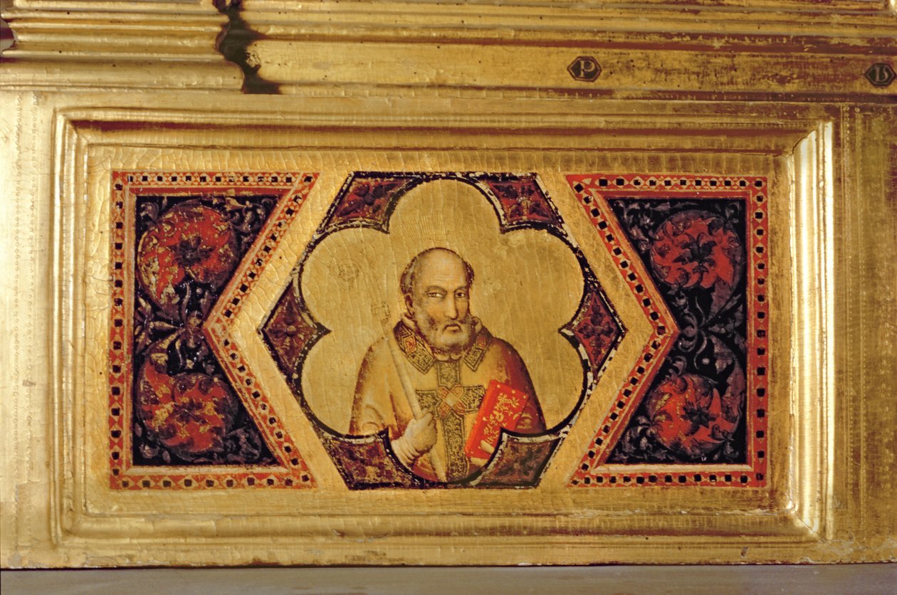 Bisschop van de Kroning van de Maagd Polyptych (helemaal links predella) door Ambrogio Bondone Giotto