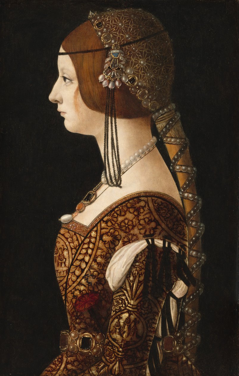Bianca Maria Sforza, waarschijnlijk 1493 door Ambrogio de Predis