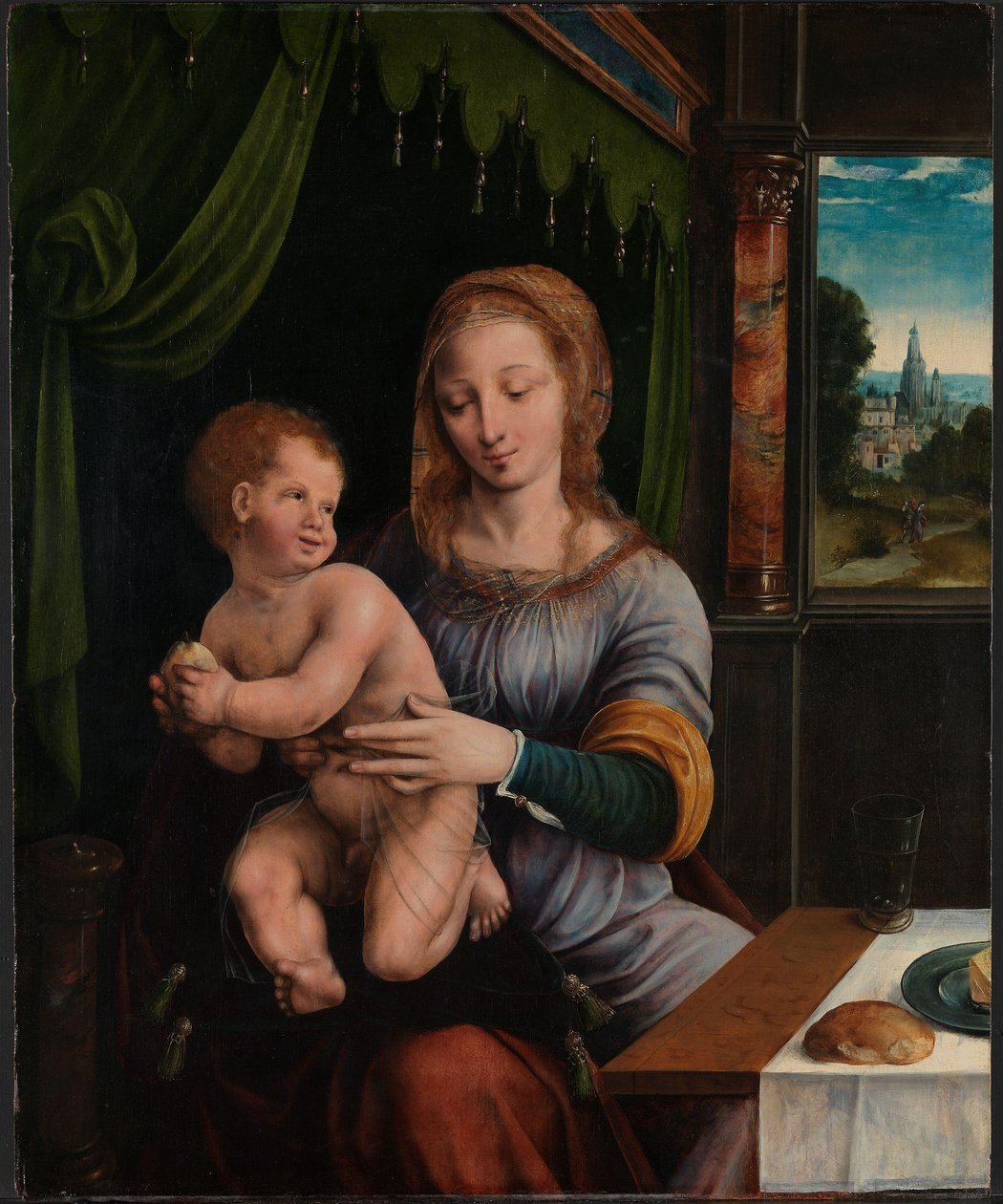 Madonna en Kind door Ambrosius (attr. to) Benson