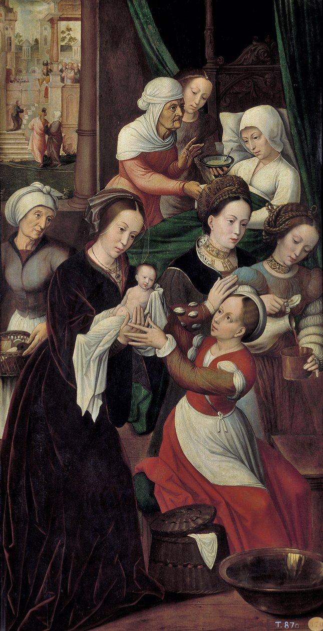 De geboorte van de Maagd Maria door Ambrosius Benson