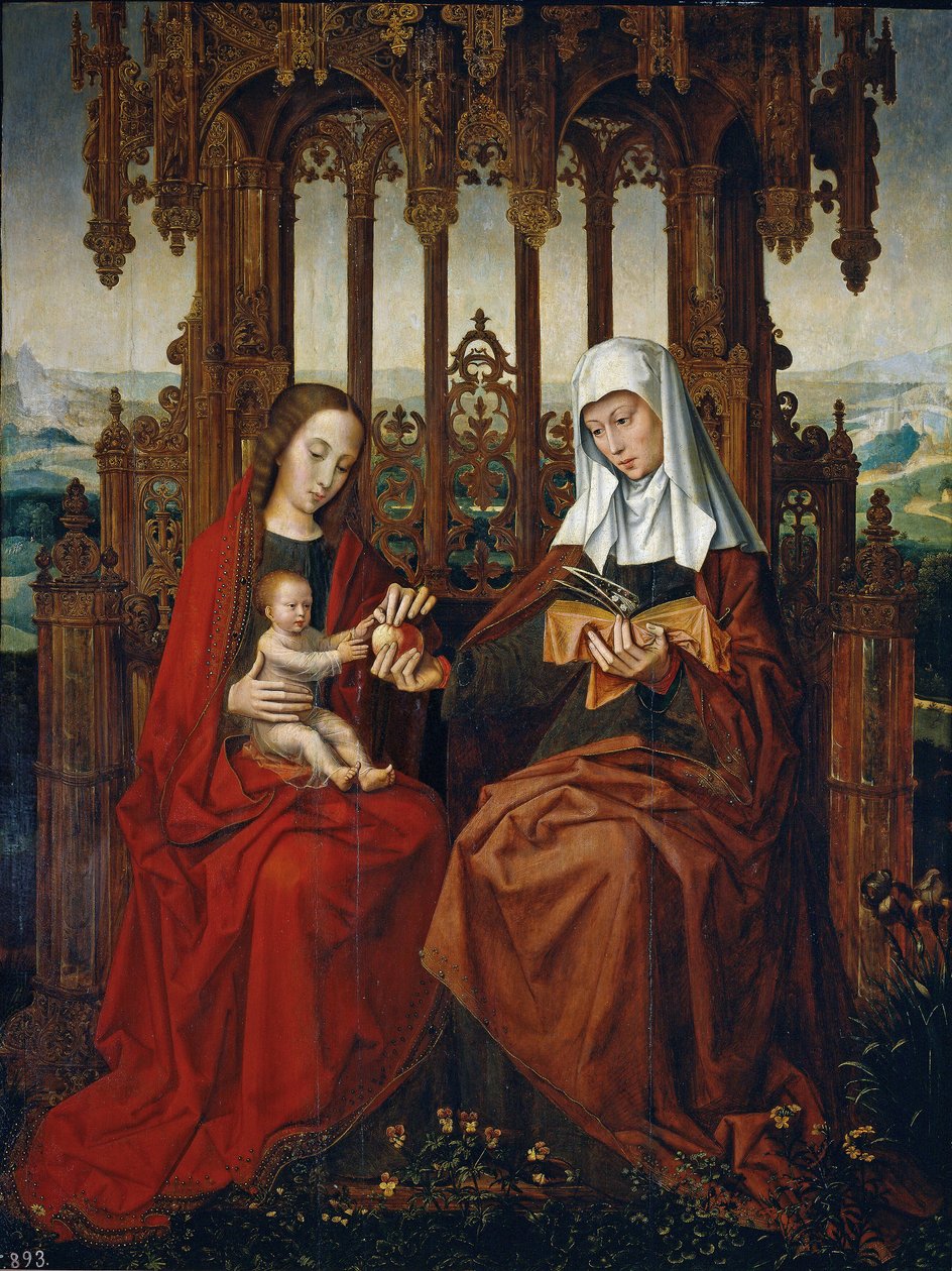 De maagd en het kind met de heilige Anna door Ambrosius Benson