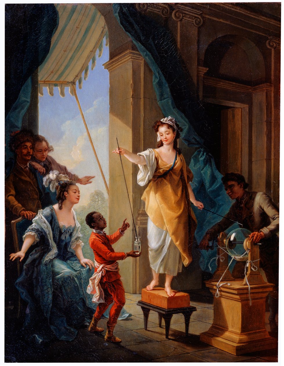 Elektrisch Experiment, 1777 door Charles Amedee Philippe van Loo