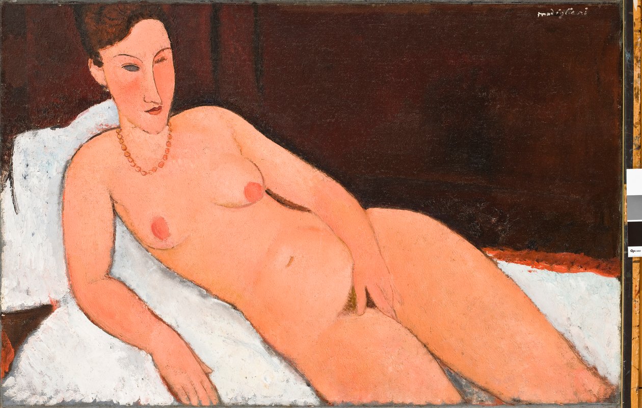 Naakt met koraalketting door Amedeo Modigliani