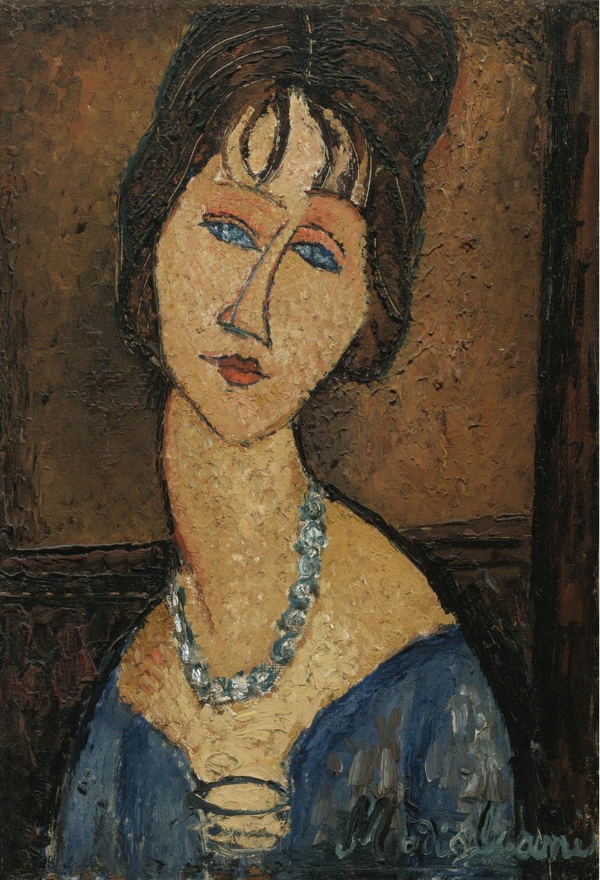 Portret van Jeanne Hébuterne met Ketting door Amedeo Modigliani