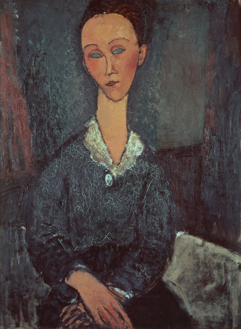 Portret van een vrouw met een witte kraag door Amedeo Modigliani