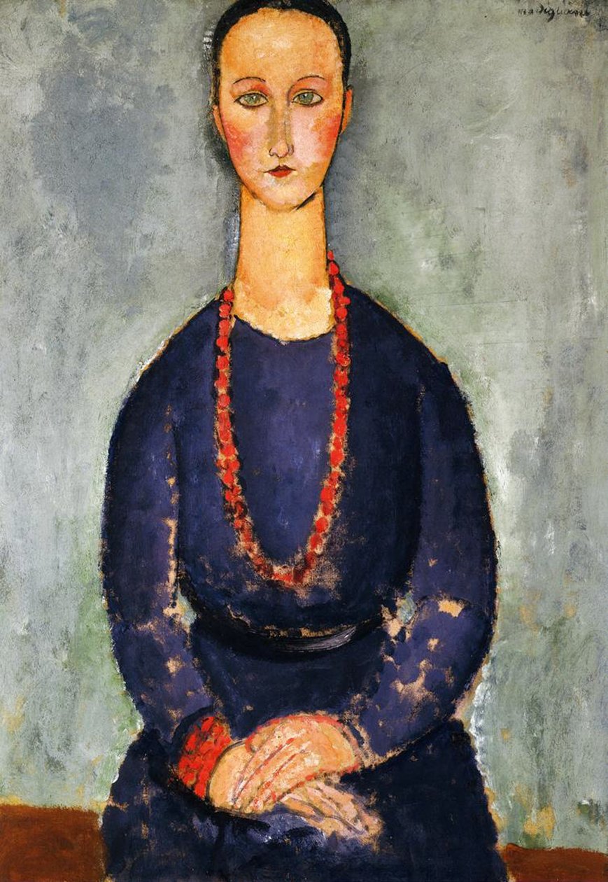 De rode ketting, 1918 door Amedeo Modigliani