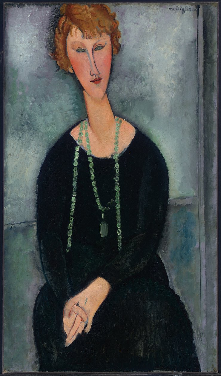 Vrouw met groene ketting (Madame Menier) door Amedeo Modigliani