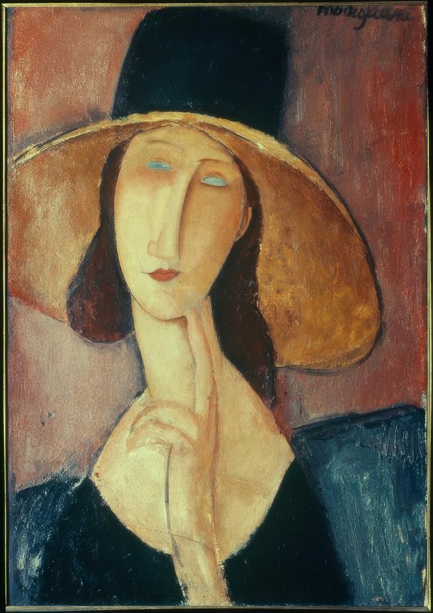 Vrouw met grote hoed door Amedeo Modigliani