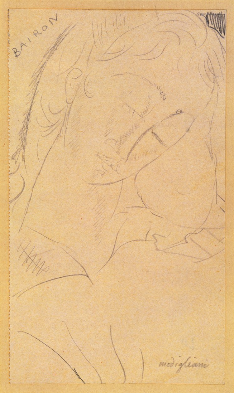 Hoofd - Bairon door Amedeo Modigliani