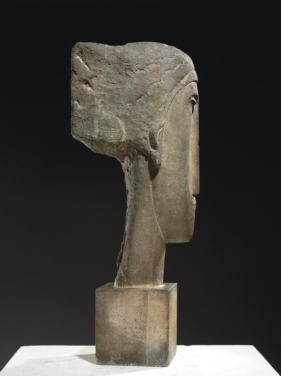 Hoofd, ca. 1910-12 door Amedeo Modigliani
