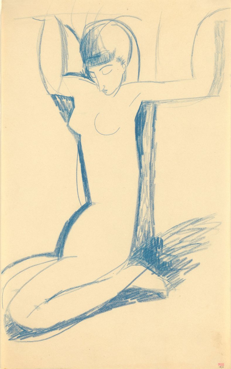 Knielende Blauwe Kariatide (Anna Akhmatova) door Amedeo Modigliani