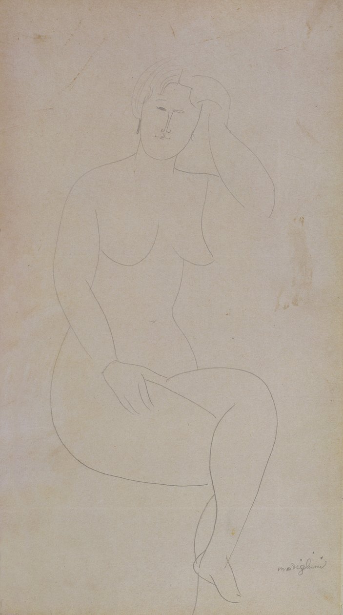 Naakt Staand Meisje (Gekruiste Benen) door Amedeo Modigliani