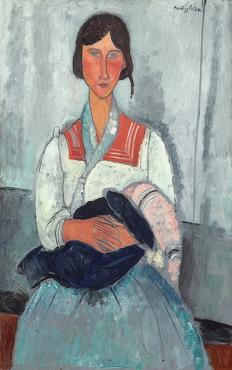 Zigeunerin met baby door Amedeo Modigliani