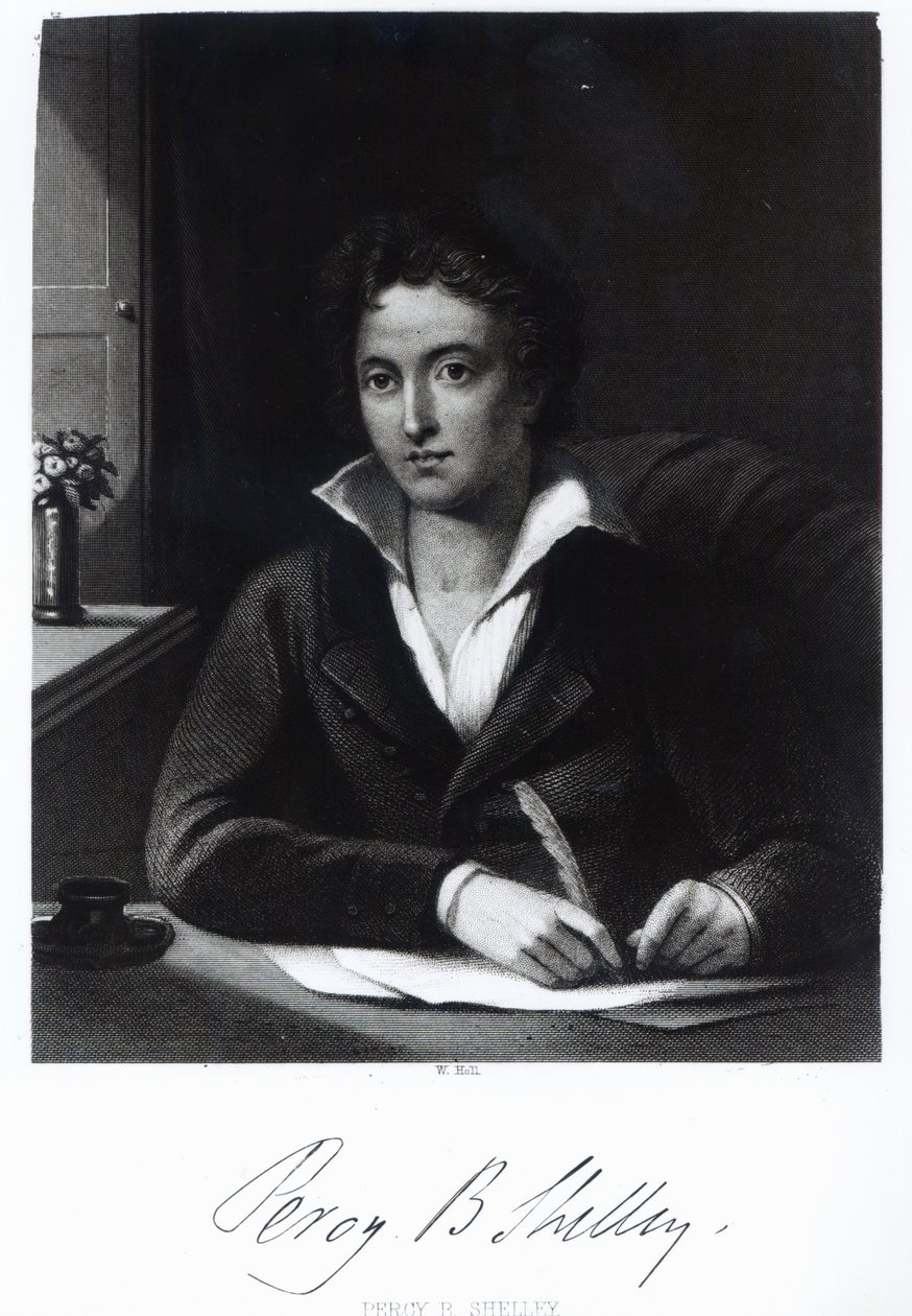 Percy Bysshe Shelley, gegraveerd door William Holl door Amelia Curran