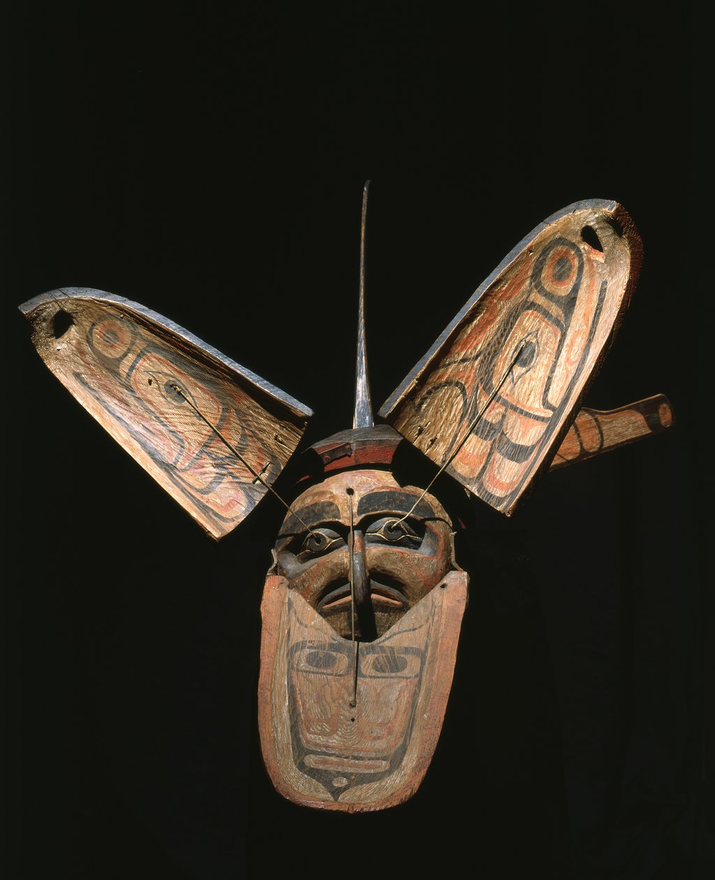 Kwakiutl transformatie masker (polychroom hout) door American School