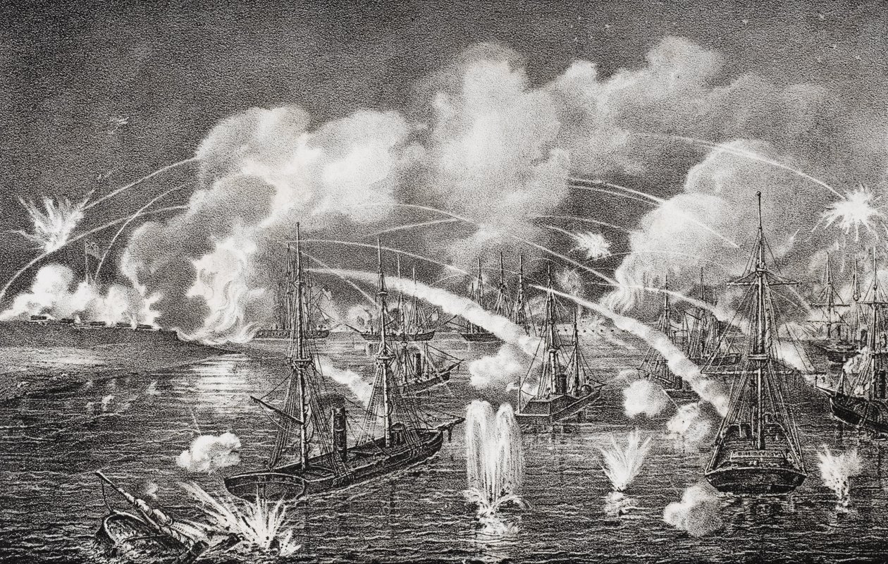 Middernachtelijke marinebombardement van Fort Jackson, Louisiana 1862 door American School