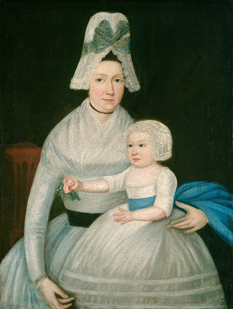 Moeder en kind in het wit door American 18th Century