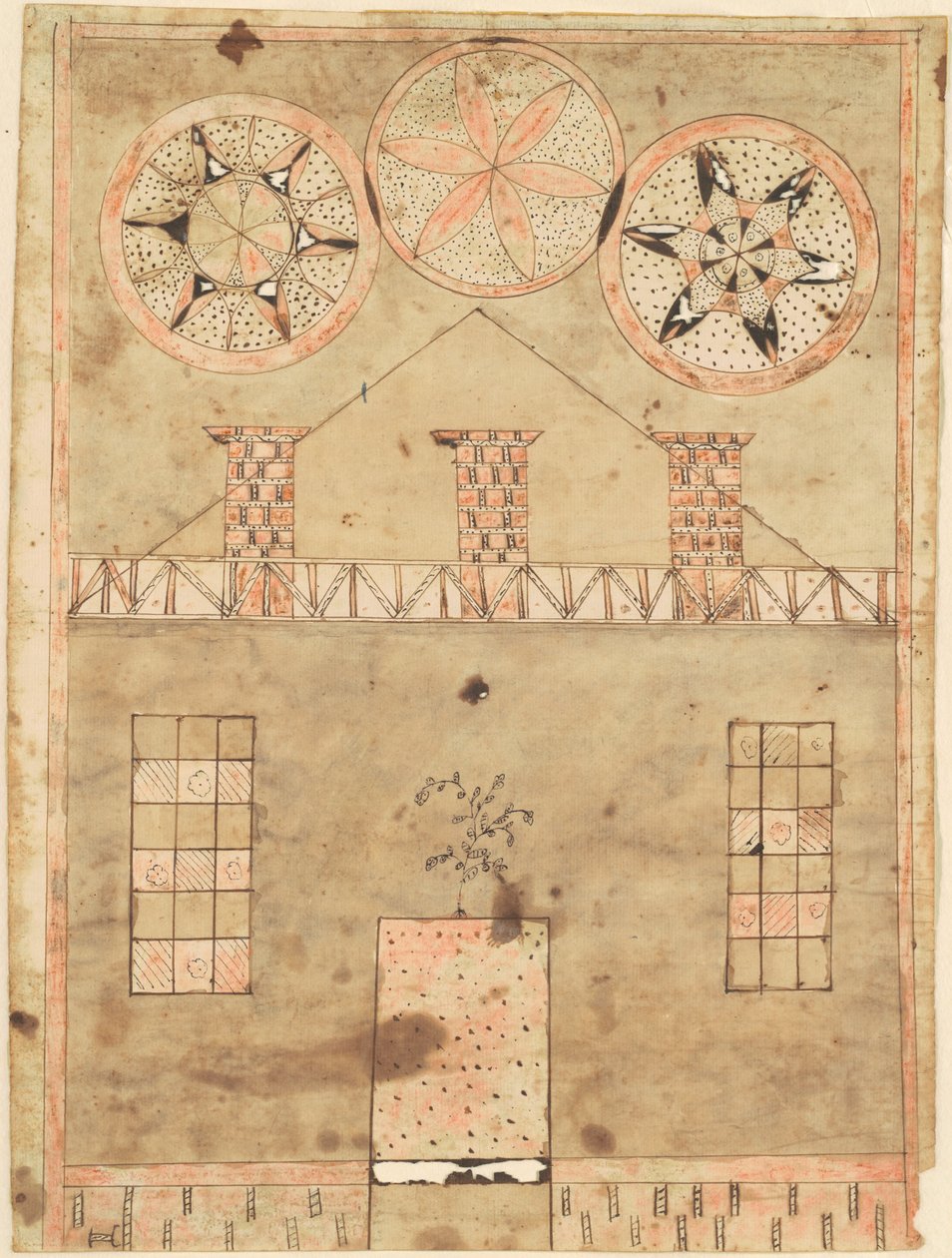 Fraktur Huis door American 19th Century