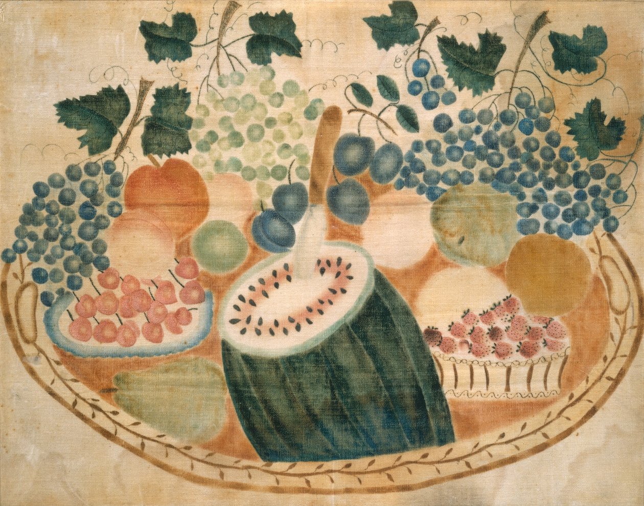 Fruit op een dienblad door American 19th Century