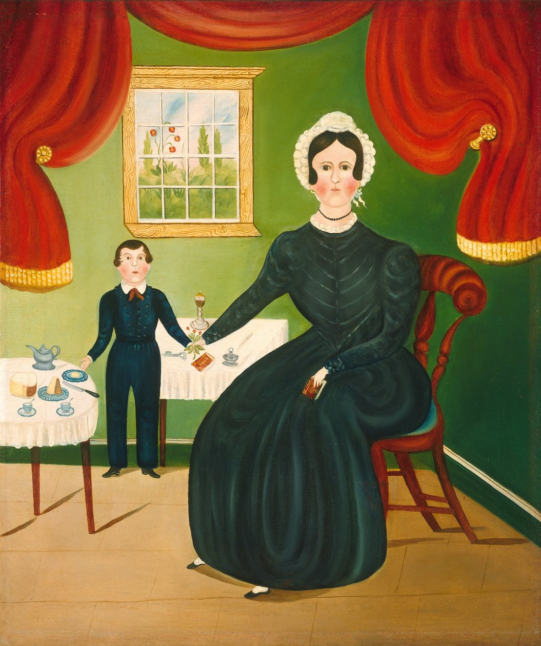 Interieur scène door American 19th Century