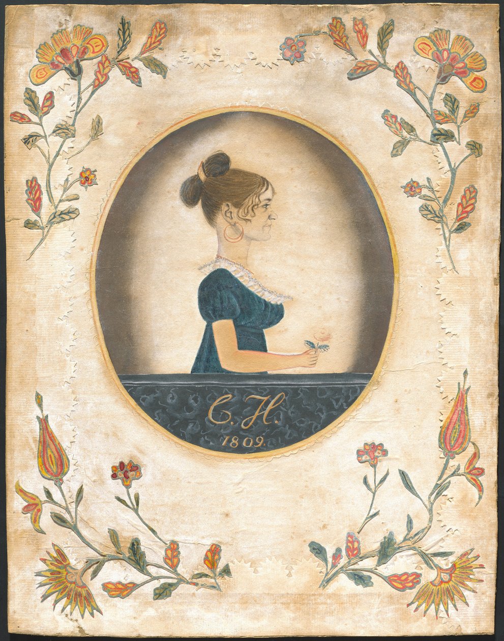Vrouw met een Roos door American 19th Century