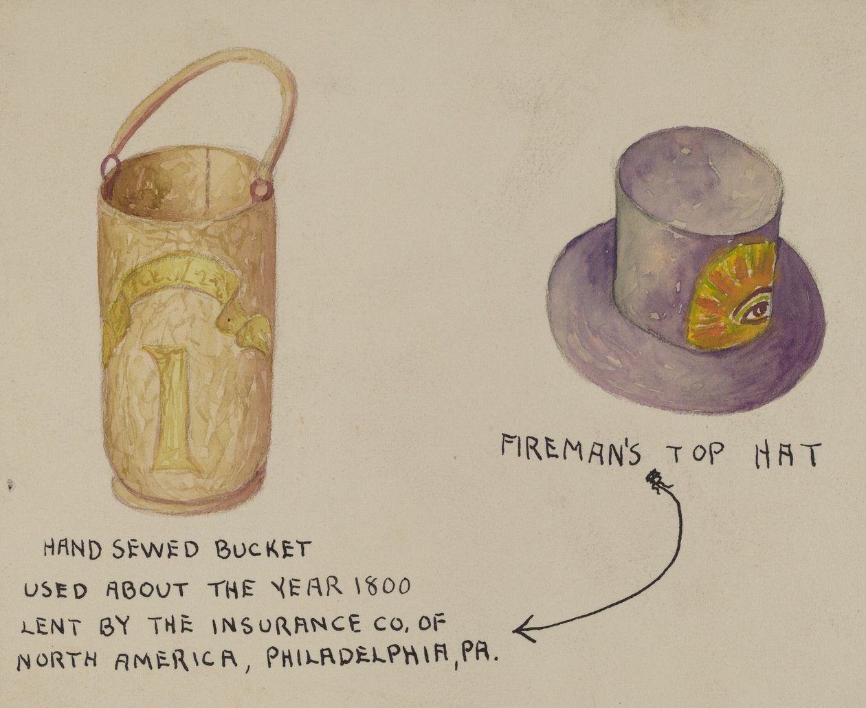 Brandweerhelm en Emmer door American 20th Century