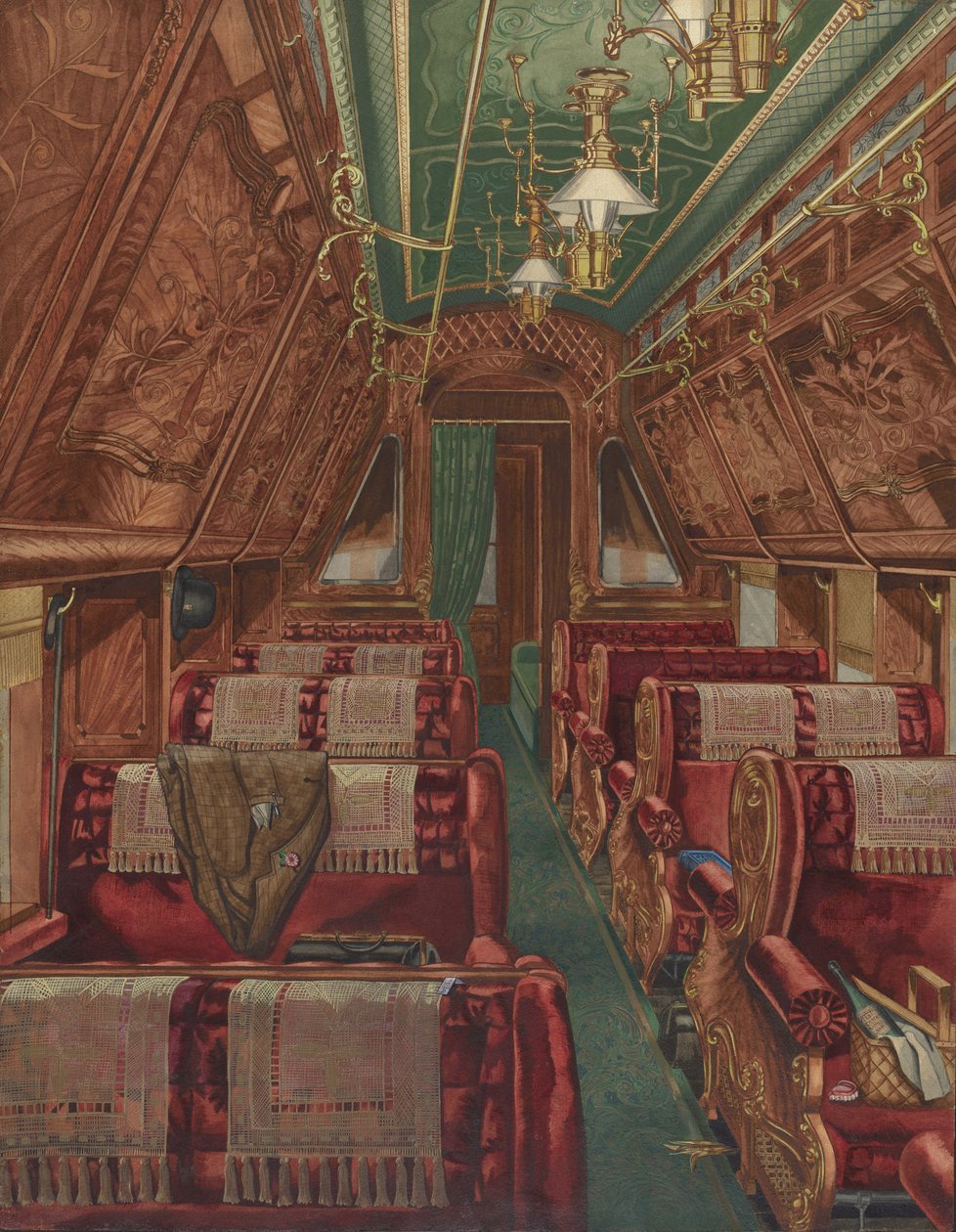 Interieur van Pullman Coach, 1888 door American 20th Century